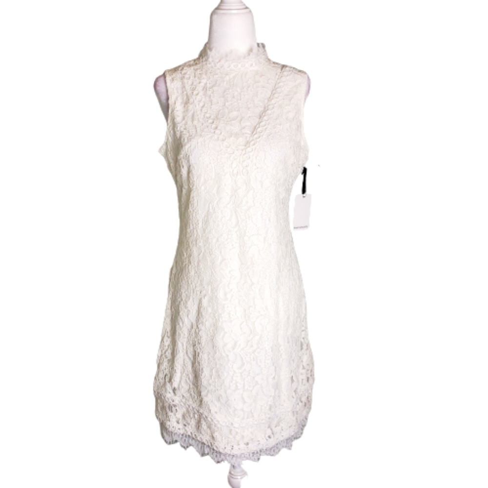 NEW Kensie White Halter Neck Lace Dress